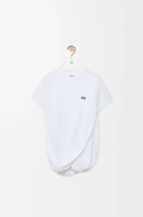 Draperad T-shirt i bomull