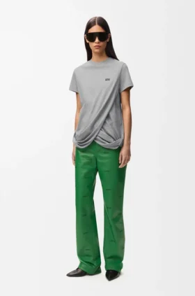 Draperad T-shirt i bomull