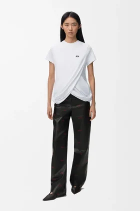Draperad T-shirt i bomull