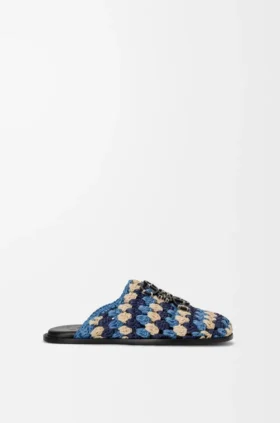 Flex-mule i raffia och kalvskinn