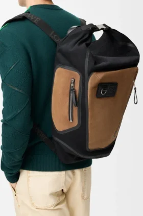 Flex-ryggsäck med rullstängning i canvas och mocka