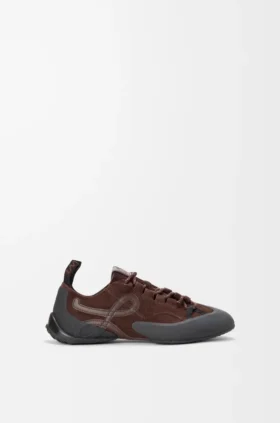 Grip-sneaker i kalvskinn i mocka