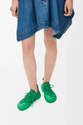 Grip-sneaker i kalvskinn i mocka