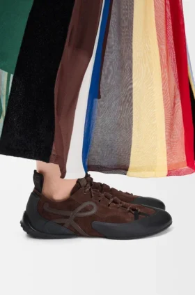 Grip-sneaker i kalvskinn i mocka