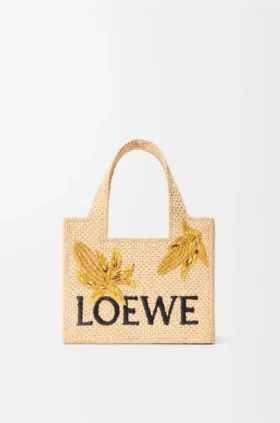 Liten loewe Font Tote i raffia