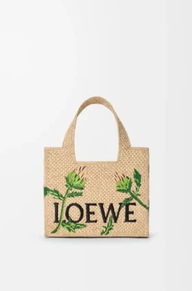 Liten loewe Font Tote i raffia