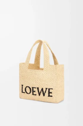Liten loewe Font Tote i raffia