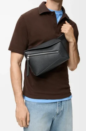 Liten Puzzle Bumbag i kornat kalvskinn