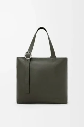 Loop Zipped Tote i mjukt, kornat kalvskinn