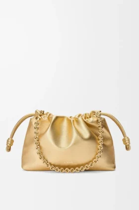 Medium Flamenco Purse i laminerat lammskinn