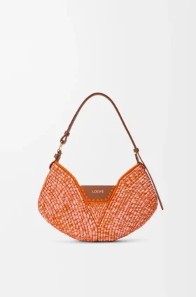 Medium loewe Swing-väska i raffia och kalvskinn