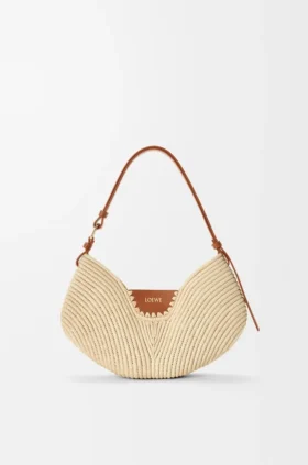 Medium loewe Swing-väska i raffia och kalvskinn