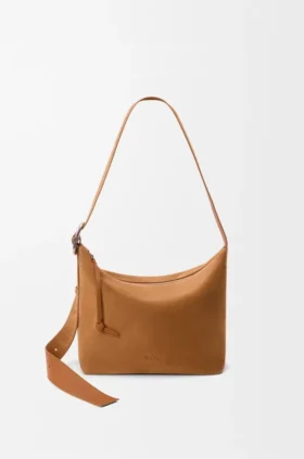 Medium Loop Hobo i kalvskinn i mocka