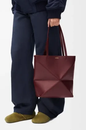 Medium Puzzle Fold-toteväska i glansigt kalvskinn