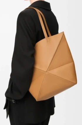 Medium Puzzle Fold-toteväska i glansigt kalvskinn
