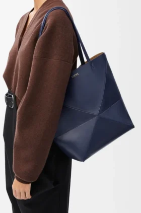 Medium Puzzle Fold-toteväska i glansigt kalvskinn