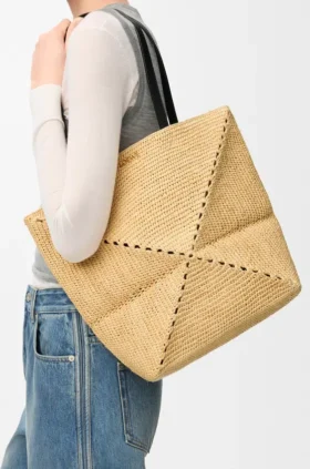 Medium Puzzle Fold-toteväskor i raffia