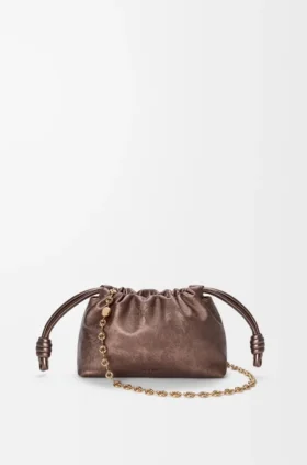 Mini Flamenco Purse i kalvskinn med moiré-tryck