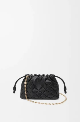 Mini Flamenco Purse i rynkat nappa-kalvskinn
