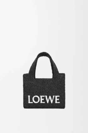 Mini Loewe Font Tote i raffia Mini Loewe Font Tote i raffia