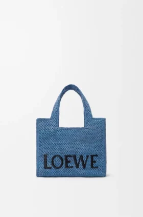 Mini Loewe Font Tote i raffia