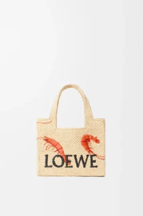 Mini Loewe Font Tote i raffia