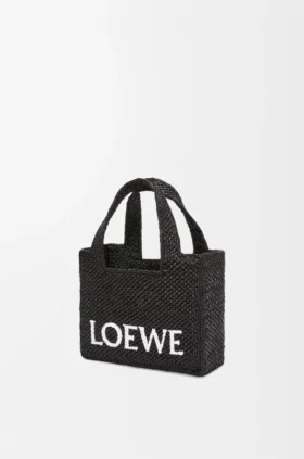 Mini Loewe Font Tote i raffia Mini Loewe Font Tote i raffia