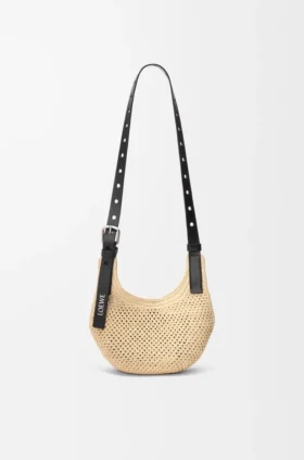 Mini Punch Hole Hobo i raffia och kalvskinn Mini Punch Hole Hobo i raffia och kalvskinn