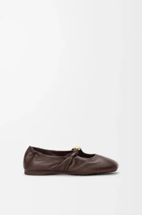 Mjuk ballerina med Pebble-mönster i nappa-lammskinn