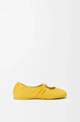 Mjuk ballerina med Pebble-mönster i nappa-lammskinn