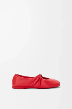 Mjuk ballerina med Pebble-mönster i nappa-lammskinn