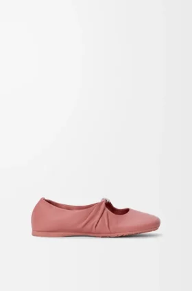 Mjuk ballerina med Pebble-mönster i nappa-lammskinn