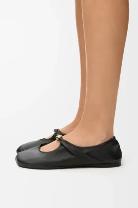Mjuk ballerina med Pebble-mönster i nappa-lammskinn