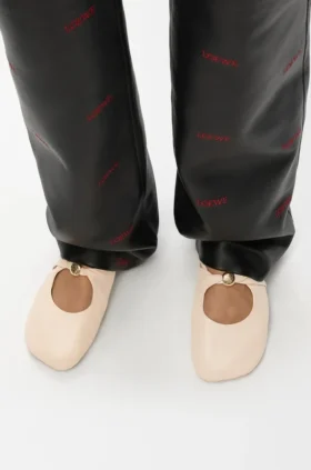 Mjuk ballerina med Pebble-mönster i nappa-lammskinn