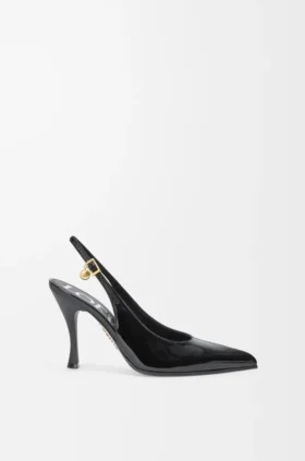 Nya Comic-pumps med slingback i blandat läder