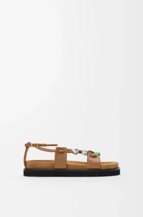 Pebble-pärlor Fussbett-sandal i nappa-lammskinn