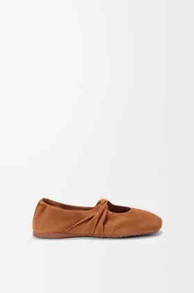 Pebble Soft-ballerinaskor i getskinn i mocka