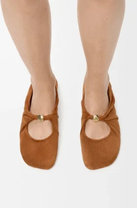 Pebble Soft-ballerinaskor i getskinn i mocka