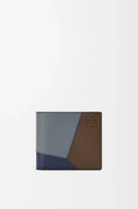 Puzzle-myntplånbok med två fack i klassiskt kalvskinn