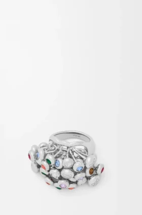 Ring med tryckstift i sterlingsilver och kristaller Ring med tryckstift i sterlingsilver och kristaller