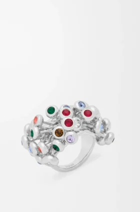 Ring med tryckstift i sterlingsilver och kristaller Ring med tryckstift i sterlingsilver och kristaller