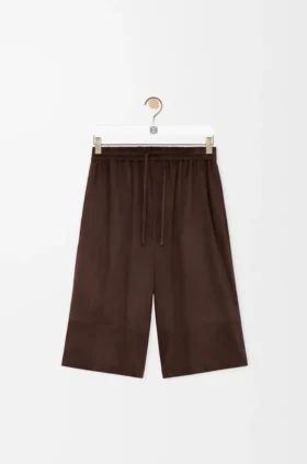 Shorts med dragsko i getskinn i mocka Shorts med dragsko i getskinn i mocka
