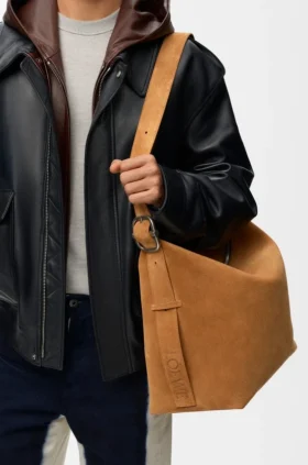 Stor Loop Hobo i kalvskinn i mocka