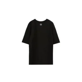 Tryckt slogan på bröstet, kortärmad, unisex, svart H000341X11