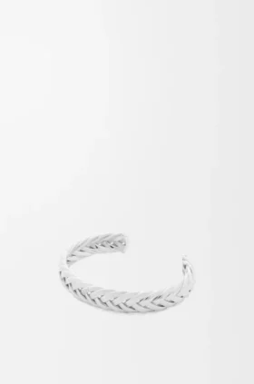 Tunn flätad manschett i sterlingsilver