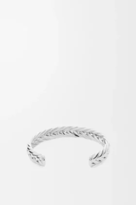 Tunn flätad manschett i sterlingsilver