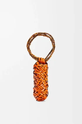 Woven nest vas i kalvskinn och bambu