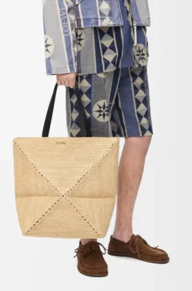 XL Puzzle Fold-toteväsko i raffia