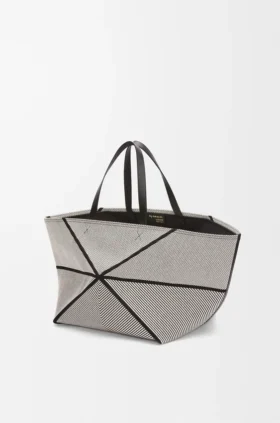 XXL Puzzle Fold Toteväskor i jacquardväv och kalvskinn